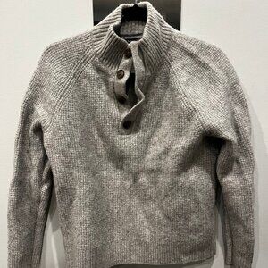 banana republic sweater mens large gray wool nylon italian yarn with buttons